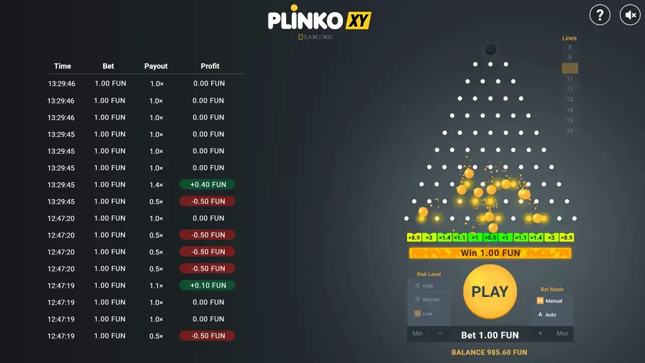 Gioca alla demo di Plinko